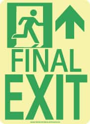 NMC - Final Exit, Polyester Exit Sign - 8" Wide x 11" High, Glow-in-the-Dark - Exact Tooling