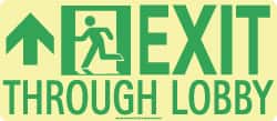 NMC - Exit Through Lobby, Polyester Exit Sign - 16" Wide x 7" High, Glow-in-the-Dark - Exact Tooling
