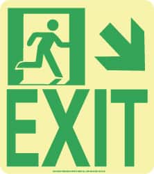 NMC - Exit, Polyester Exit Sign - 8" Wide x 9" High, Glow-in-the-Dark - Exact Tooling