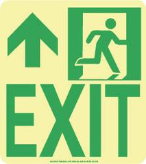NMC - Exit, Polyester Exit Sign - 8" Wide x 9" High, Glow-in-the-Dark - Exact Tooling