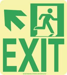 NMC - Exit, Polyester Exit Sign - 8" Wide x 9" High, Glow-in-the-Dark - Exact Tooling