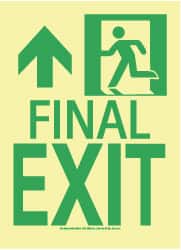 NMC - Final Exit, Plastic Exit Sign - 8" Wide x 11" High, Glow-in-the-Dark - Exact Tooling