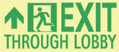 NMC - Exit Through Lobby, Plastic Exit Sign - 16" Wide x 7" High, Glow-in-the-Dark - Exact Tooling