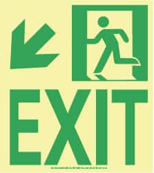 NMC - Exit, Plastic Exit Sign - 8" Wide x 9" High, Glow-in-the-Dark - Exact Tooling