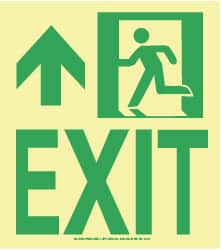 NMC - Exit, Plastic Exit Sign - 8" Wide x 9" High, Glow-in-the-Dark - Exact Tooling