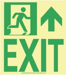 NMC - Exit, Plastic Exit Sign - 8" Wide x 9" High, Glow-in-the-Dark - Exact Tooling