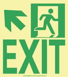 NMC - Exit, Plastic Exit Sign - 8" Wide x 9" High, Glow-in-the-Dark - Exact Tooling
