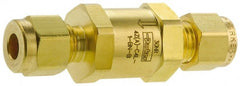 Parker - 1/4" Brass Check Valve - Inline, Comp x Comp, 3,000 WOG - Exact Tooling