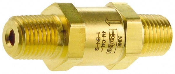 Parker - 1/2" Brass Check Valve - Inline, MNPT x MNPT, 3,000 WOG - Exact Tooling