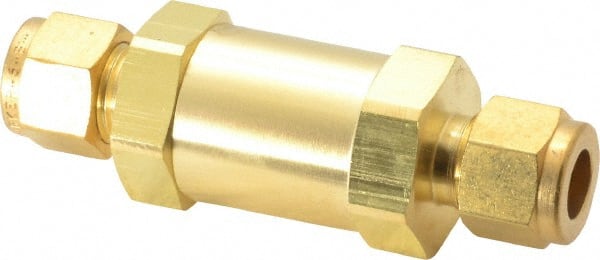 Parker - 3/8" Brass Check Valve - Inline, Comp x Comp, 3,000 WOG - Exact Tooling