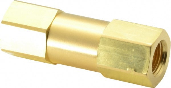 Parker - 3/8" Brass Check Valve - Inline, FNPT x FNPT, 3,000 WOG - Exact Tooling