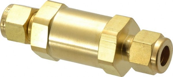Parker - 3/8" Brass Check Valve - Inline, Comp x Comp, 3,000 WOG - Exact Tooling