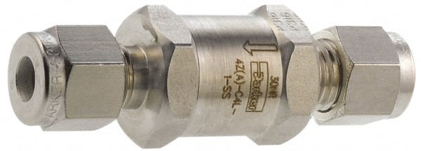 Parker - 3/4" Stainless Steel Check Valve - Inline, Comp x Comp, 6,000 WOG - Exact Tooling