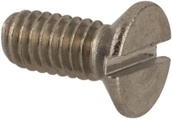 Value Collection - M2.5x0.45 Metric Coarse, 6mm OAL Slotted Drive Machine Screw - Flat Head, Grade 18-8 & A2 Stainless Steel, Uncoated, Without Washer - Exact Tooling