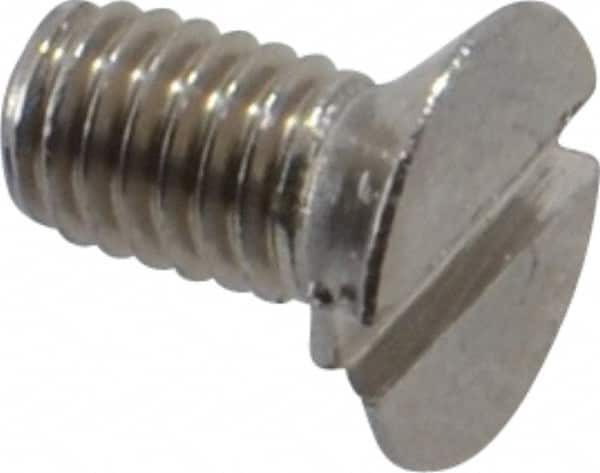 Value Collection - M3x0.50 Metric Coarse, 6mm OAL Slotted Drive Machine Screw - Flat Head, Grade 18-8 & A2 Stainless Steel, Uncoated, Without Washer - Exact Tooling