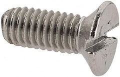Value Collection - M3x0.50 Metric Coarse, 8mm OAL Slotted Drive Machine Screw - Flat Head, Grade 18-8 & A2 Stainless Steel, Uncoated, Without Washer - Exact Tooling