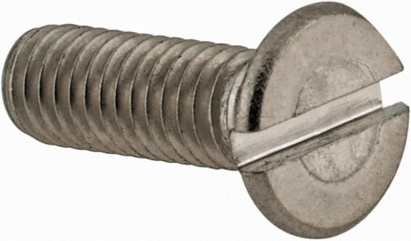 Value Collection - M3x0.50 Metric Coarse, 10mm OAL Slotted Drive Machine Screw - Flat Head, Grade 18-8 & A2 Stainless Steel, Uncoated, Without Washer - Exact Tooling