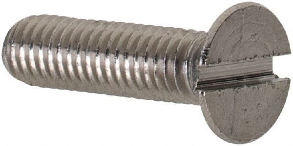 Value Collection - M3x0.50 Metric Coarse, 12mm OAL Slotted Drive Machine Screw - Flat Head, Grade 18-8 & A2 Stainless Steel, Uncoated, Without Washer - Exact Tooling