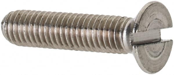 Value Collection - M3x0.50 Metric Coarse, 14mm OAL Slotted Drive Machine Screw - Flat Head, Grade 18-8 & A2 Stainless Steel, Uncoated, Without Washer - Exact Tooling