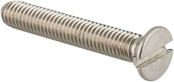 Value Collection - M3x0.50 Metric Coarse, 20mm OAL Slotted Drive Machine Screw - Flat Head, Grade 18-8 & A2 Stainless Steel, Uncoated, Without Washer - Exact Tooling