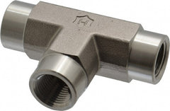 Ham-Let - 3/8" Grade 316 Stainless Steel Pipe Tee - FNPT x FNPT x FNPT End Connections, 5,000 psi - Exact Tooling