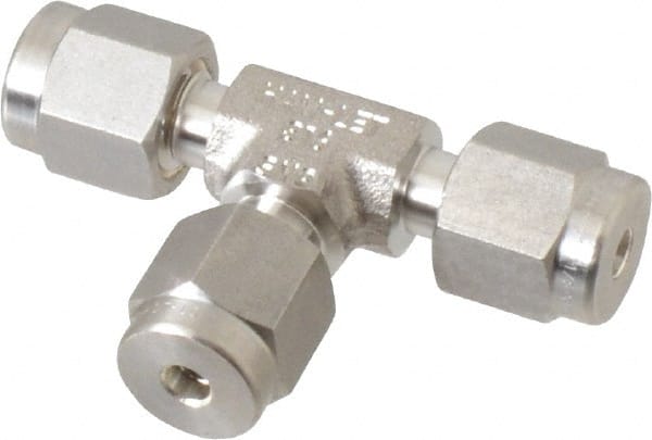 Ham-Let - 1/8" OD, Grade 316Stainless Steel Union Tee - Comp x Comp x Comp Ends - Exact Tooling