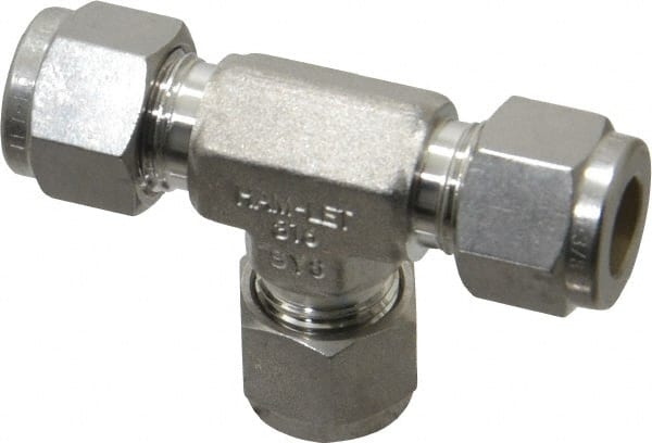 Ham-Let - 3/8" OD, Grade 316Stainless Steel Union Tee - Comp x Comp x Comp Ends - Exact Tooling
