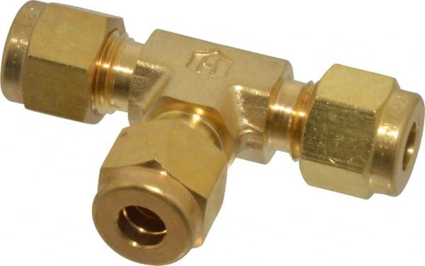 Ham-Let - 1/4" OD, Brass Union Tee - Comp x Comp x Comp Ends - Exact Tooling