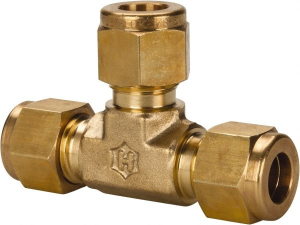 Ham-Let - 3/8" OD, Brass Union Tee - Comp x Comp x Comp Ends - Exact Tooling