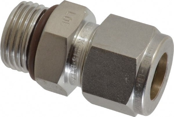Ham-Let - 1/2" OD, Grade 316Stainless Steel Male Connector - Comp x Male SAE Ends - Exact Tooling