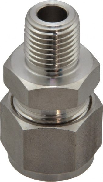 Ham-Let - 1/2" OD, Grade 316Stainless Steel Male Connector - Comp x MNPT Ends - Exact Tooling