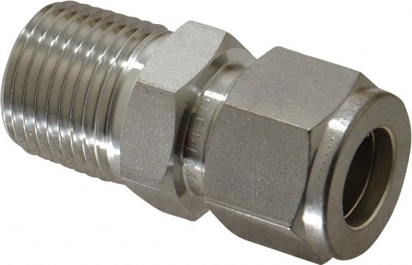 Ham-Let - 1/2" OD, Grade 316Stainless Steel Male Connector - Comp x MNPT Ends - Exact Tooling