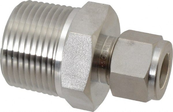 Ham-Let - 1/2" OD, Grade 316Stainless Steel Male Connector - Comp x MNPT Ends - Exact Tooling