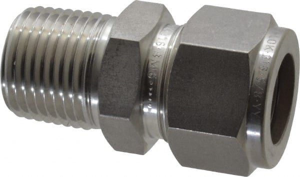Ham-Let - 5/8" OD, Grade 316Stainless Steel Male Connector - Comp x MNPT Ends - Exact Tooling