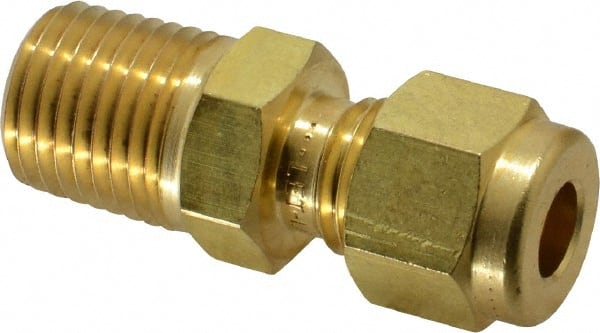 Ham-Let - 1/4" OD, Brass Male Connector - Comp x MNPT Ends - Exact Tooling