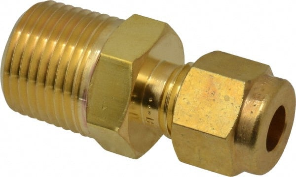 Ham-Let - 1/4" OD, Brass Male Connector - Comp x MNPT Ends - Exact Tooling