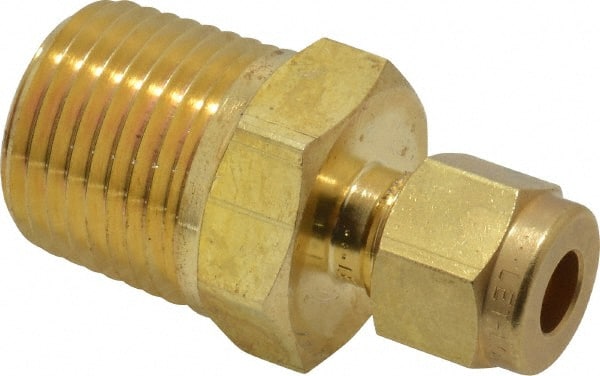 Ham-Let - 1/4" OD, Brass Male Connector - Comp x MNPT Ends - Exact Tooling