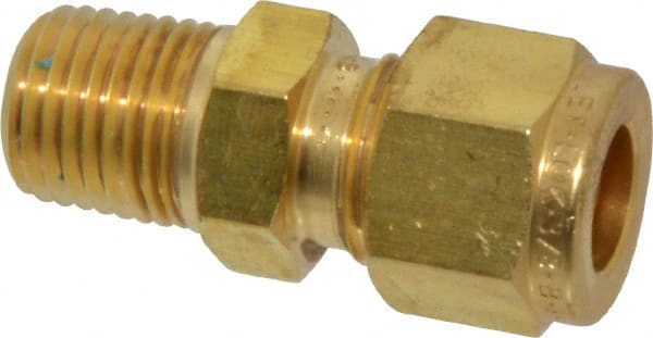 Ham-Let - 3/8" OD, Brass Male Connector - Comp x MNPT Ends - Exact Tooling