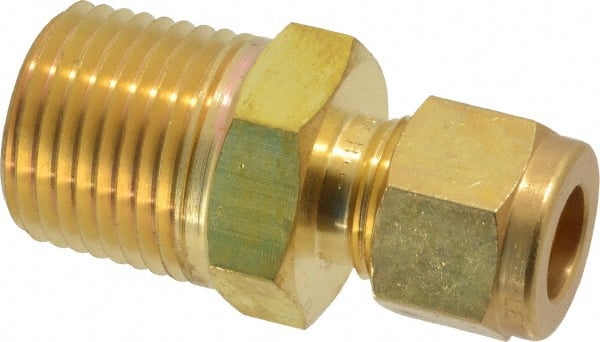 Ham-Let - 3/8" OD, Brass Male Connector - Comp x MNPT Ends - Exact Tooling
