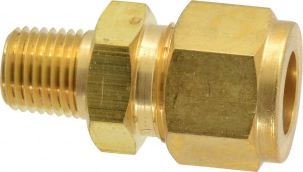 Ham-Let - 1/2" OD, Brass Male Connector - Comp x MNPT Ends - Exact Tooling