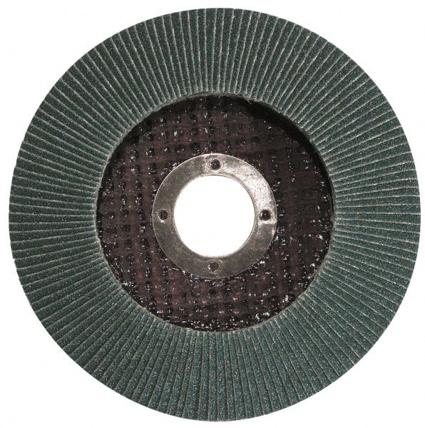 Garryson - 80 Grit, 4-1/2" Disc Diam, 7/8" Center Hole, Type 29 Zirconia Alumina Flap Disc - 13,300 Max RPM, Fiberglass Backing, Arbor Attaching System, Coated - Exact Tooling