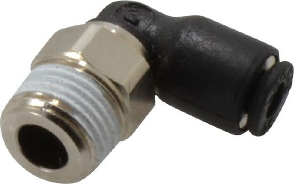 Legris - 1/8" Outside Diam, 1/8 BSPT, Nylon Push-to-Connect Tube Male Elbow - 290 Max psi, Tube to Male BSPT Connection, Buna Nitrile O-Ring - Exact Tooling