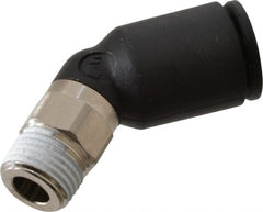 Legris - 8mm OD, 1/8 BSPT, Nylon/Nickel Plated Brass Push-to-Connect Male Elbow 45° - 290 Max psi - Exact Tooling