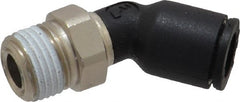 Legris - 1/4" OD, 1/8 NPT, Nylon/Nickel Plated Brass Push-to-Connect Male Elbow 45° - 290 Max psi - Exact Tooling