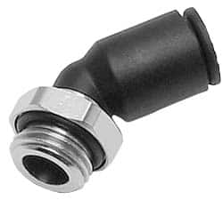 Legris - 8mm OD, 1/4 BSPP, Nylon/Nickel Plated Brass Push-to-Connect Male Elbow 45° - 290 Max psi - Exact Tooling