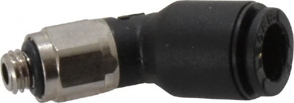 Legris - 6mm OD, M5x0.8 BSPP, Nylon/Nickel Plated Brass Push-to-Connect Male Elbow 45° - 290 Max psi - Exact Tooling