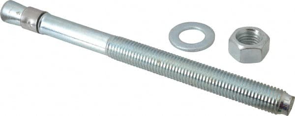 Red Head - 3/4" Diam, 3/4-10, 10" OAL, Grade 3, Wedge Expansion Concrete Anchor - Steel, Zinc Plated, 5-3/4" Thread Length, Tie Wire Head, 3/4" Drill - Exact Tooling
