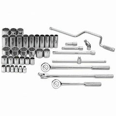 SK - 1/2" Drive Standard Deep Socket Set - 3/8 to 1-1/2", Inch Measurement Standard - Exact Tooling