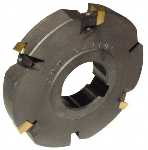 Cutting Tool Technologies - Arbor Hole Connection, 3/4" Cutting Width, 0.72" Depth of Cut, 3" Cutter Diam, 1" Hole Diam, 4 Tooth Indexable Slotting Cutter - DASC Toolholder, 1500 Insert, Neutral Cutting Direction - Exact Tooling