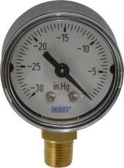 Wika - 1-1/2" Dial, 1/8 Thread, 30-0 Scale Range, Pressure Gauge - Lower Connection Mount, Accurate to 3-2-3% of Scale - Exact Tooling